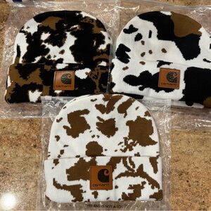 New In Bag Lot Of 3 Carharrt Camo Brown Black White Beanies Great Stocking Stuff